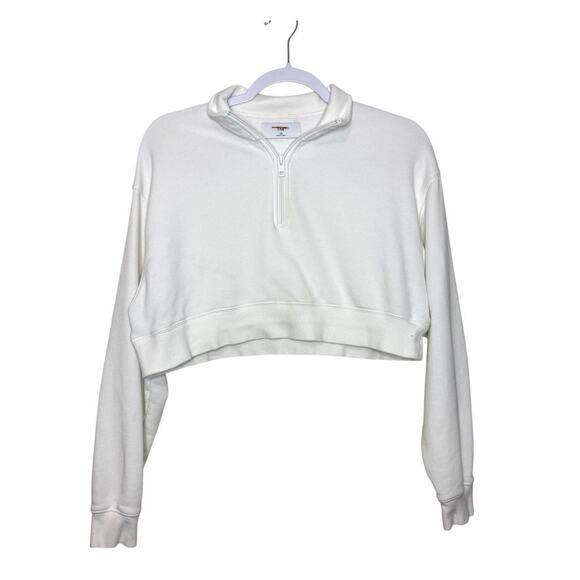 ARITZIA TNA Cropped‎ Zip Sweatshirt Women XS White Activewear Lightweight - Picture 1 of 9